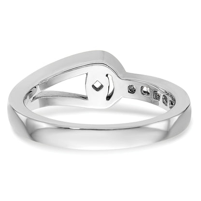 0.11ct. CZ Solid Real 14K White Gold Peg Set Engagement Ring