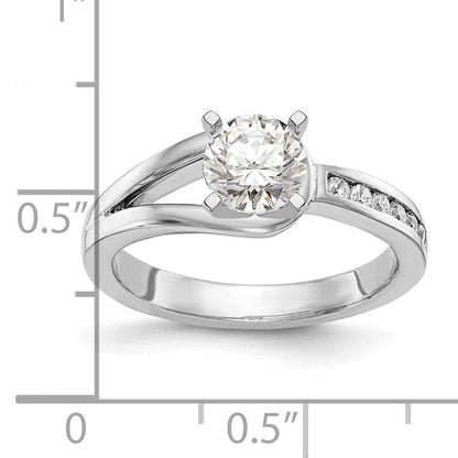 0.11ct. CZ Solid Real 14K White Gold Peg Set Engagement Ring