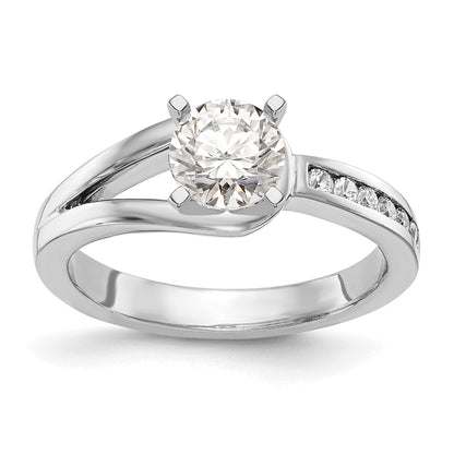 0.11ct. CZ Solid Real 14K White Gold Peg Set Engagement Ring