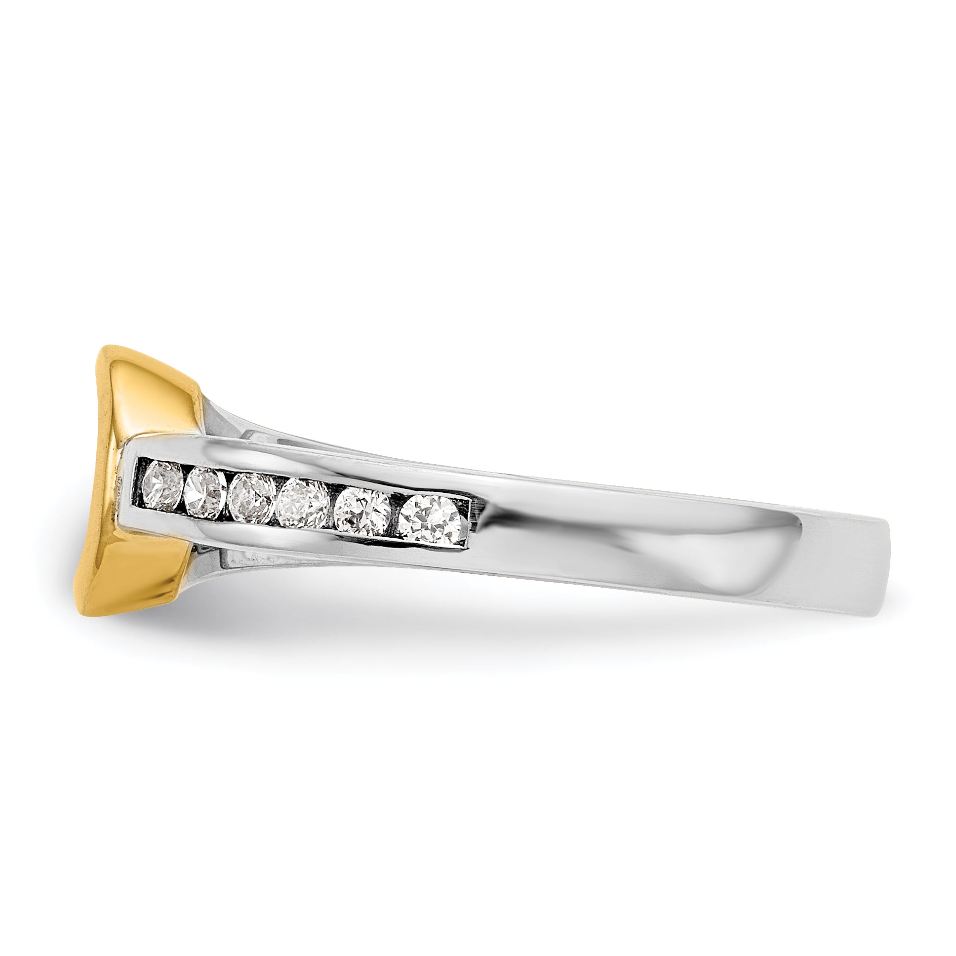 0.11ct. CZ Solid Real 14K Two-tone Peg Set Engagement Ring