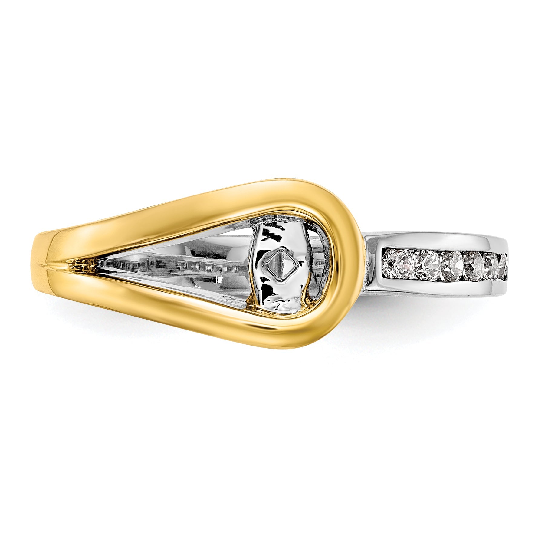 0.11ct. CZ Solid Real 14K Two-tone Peg Set Engagement Ring