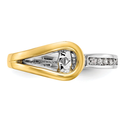 0.11ct. CZ Solid Real 14K Two-tone Peg Set Engagement Ring