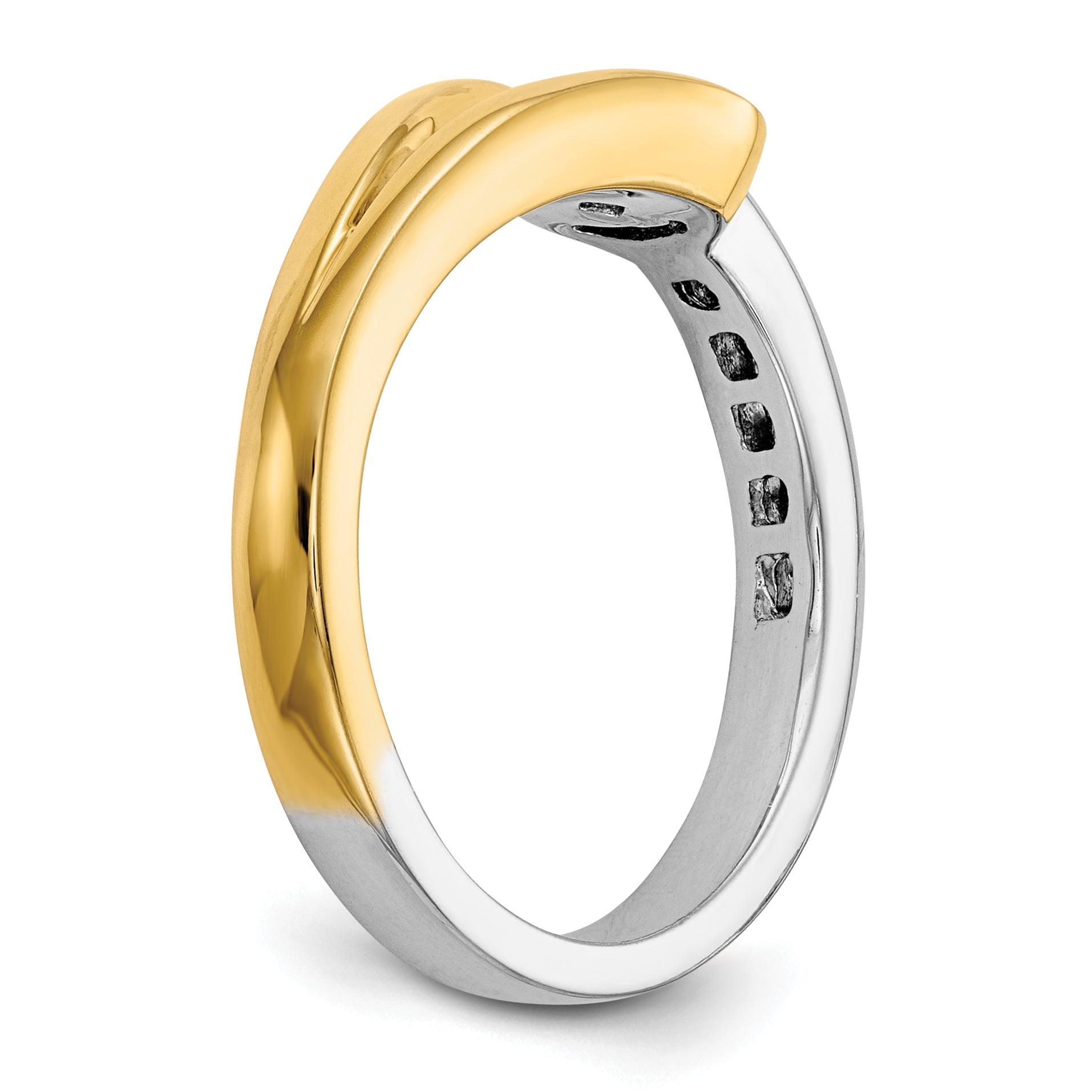 0.11ct. CZ Solid Real 14K Two-tone Peg Set Engagement Ring