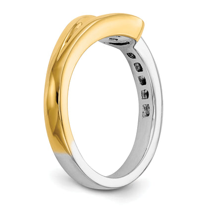 0.11ct. CZ Solid Real 14K Two-tone Peg Set Engagement Ring