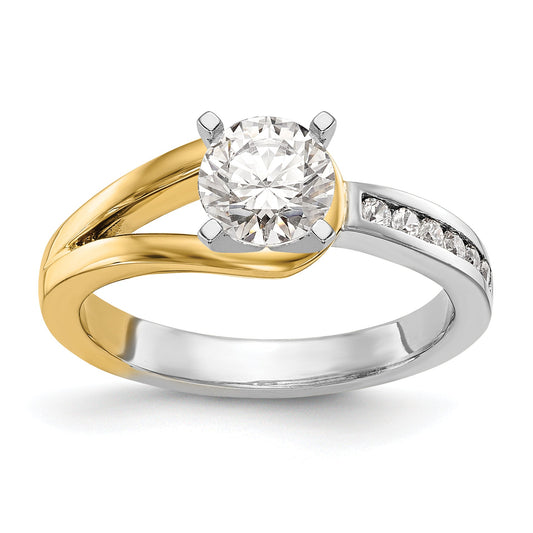 0.15ct. CZ Solid Real 14K Two-tone Peg Set Engagement Ring
