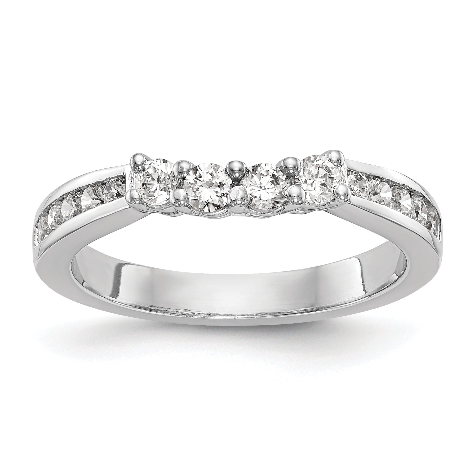 0.57ct. CZ Solid Real 14k White Gold Wedding Wedding Band Ring