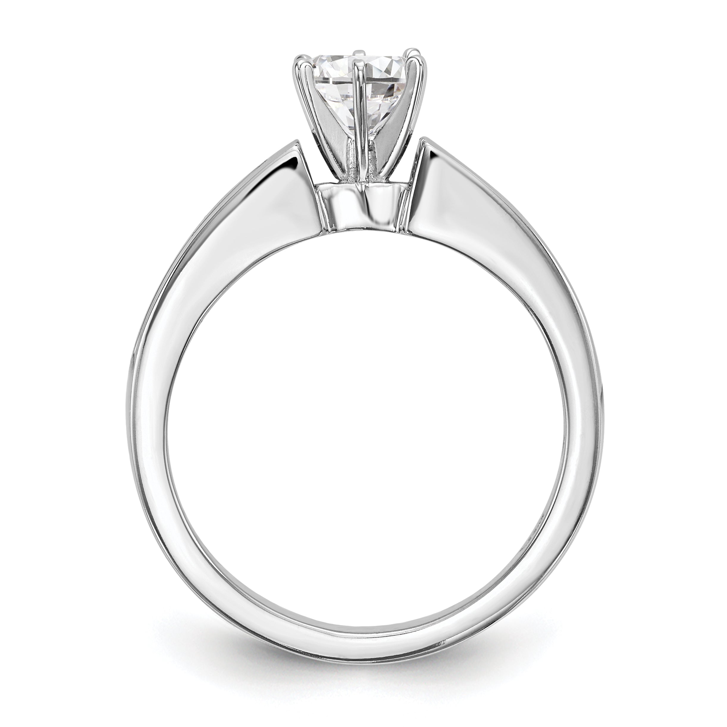 0.28ct. CZ Solid Real 14K White Gold Princess Cut Peg Set Engagement Ring