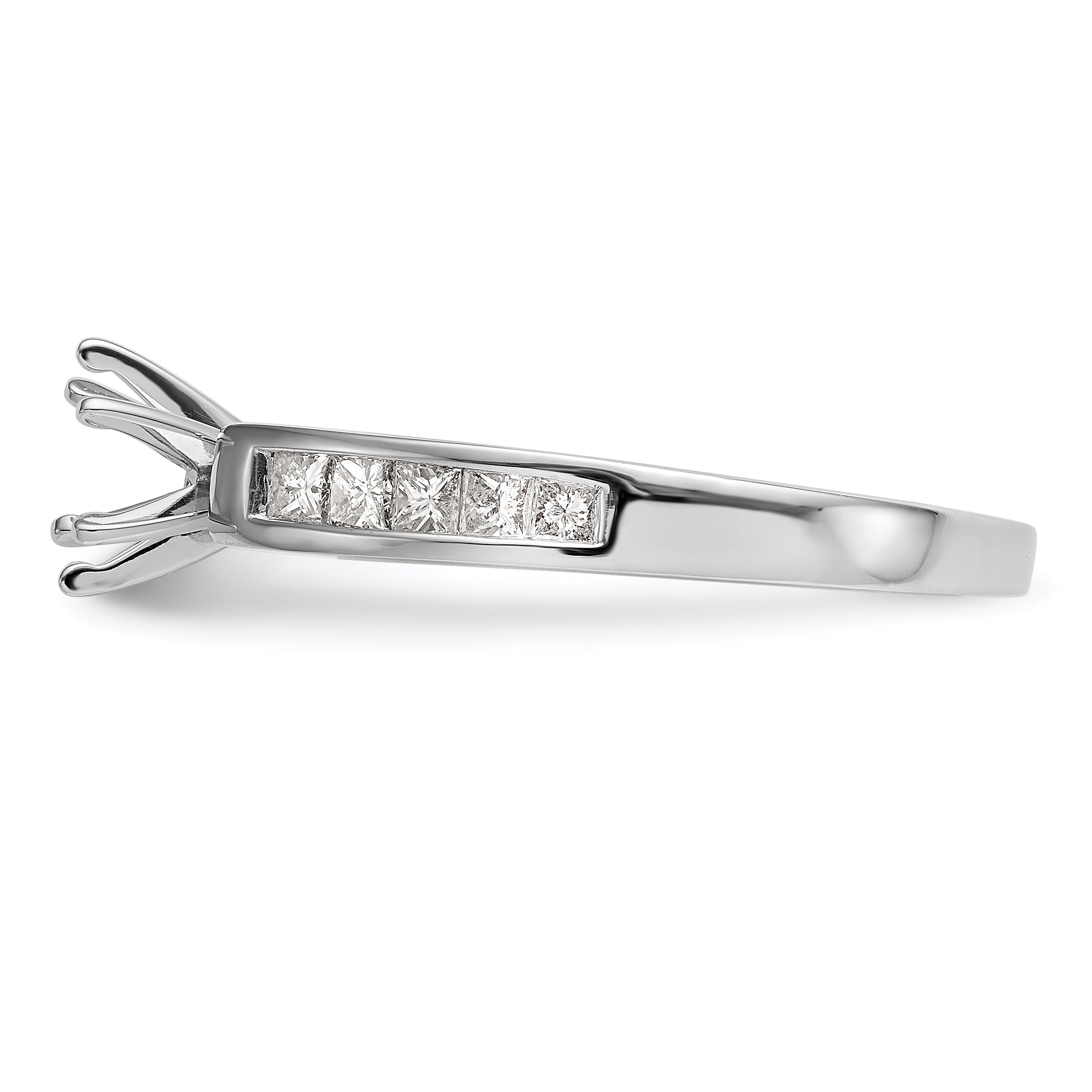 0.28ct. CZ Solid Real 14K White Gold Princess Cut Peg Set Engagement Ring