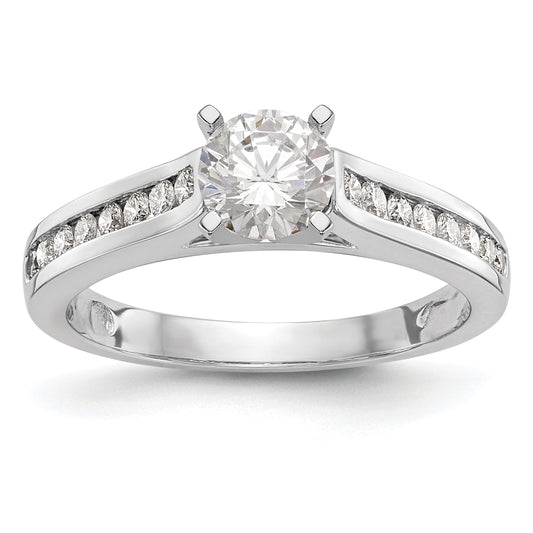 0.25ct. CZ Solid Real 14K White Gold Peg Set Engagement Ring