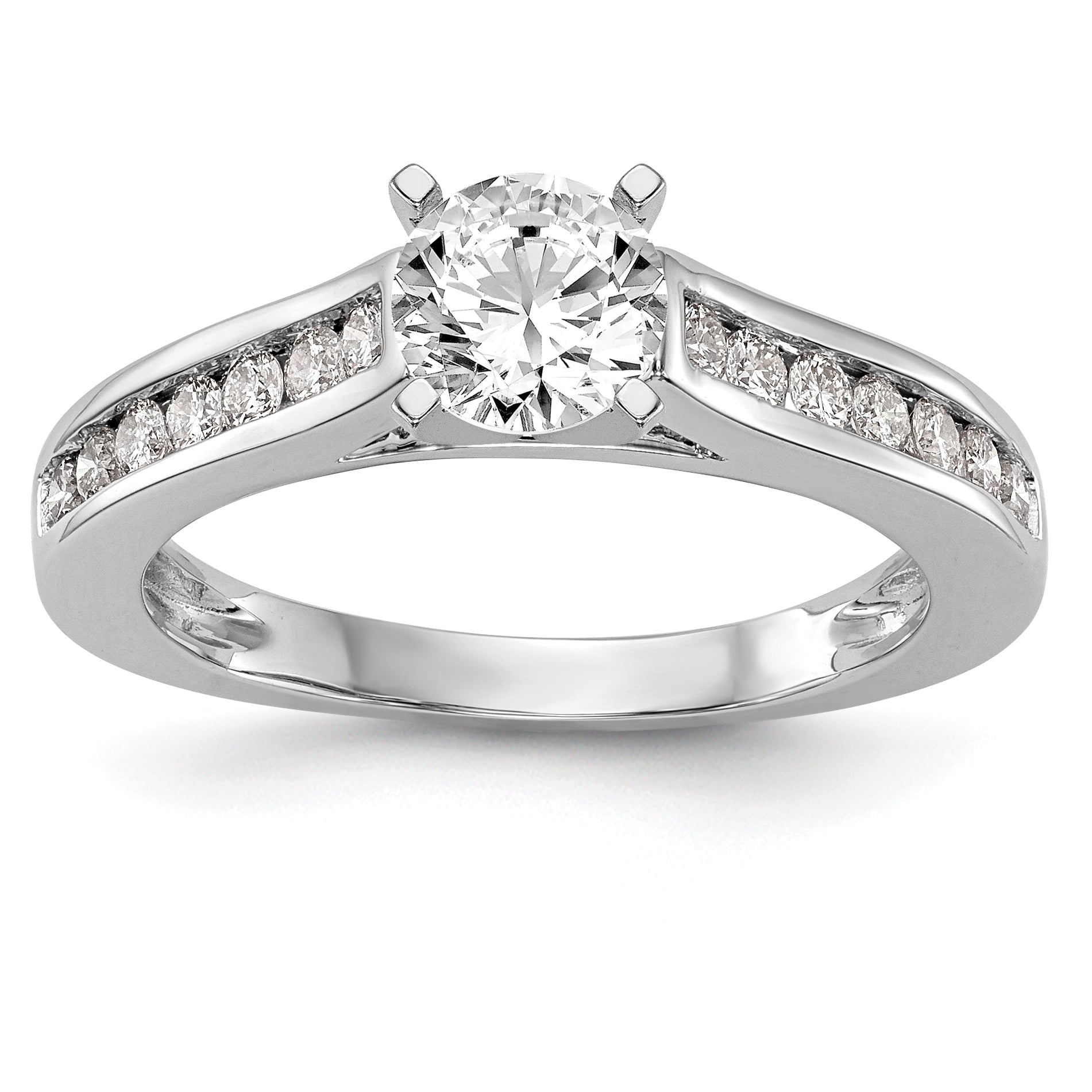 0.35ct. CZ Solid Real 14K White Gold Peg Set Engagement Ring