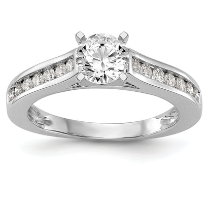 0.35ct. CZ Solid Real 14K White Gold Peg Set Engagement Ring