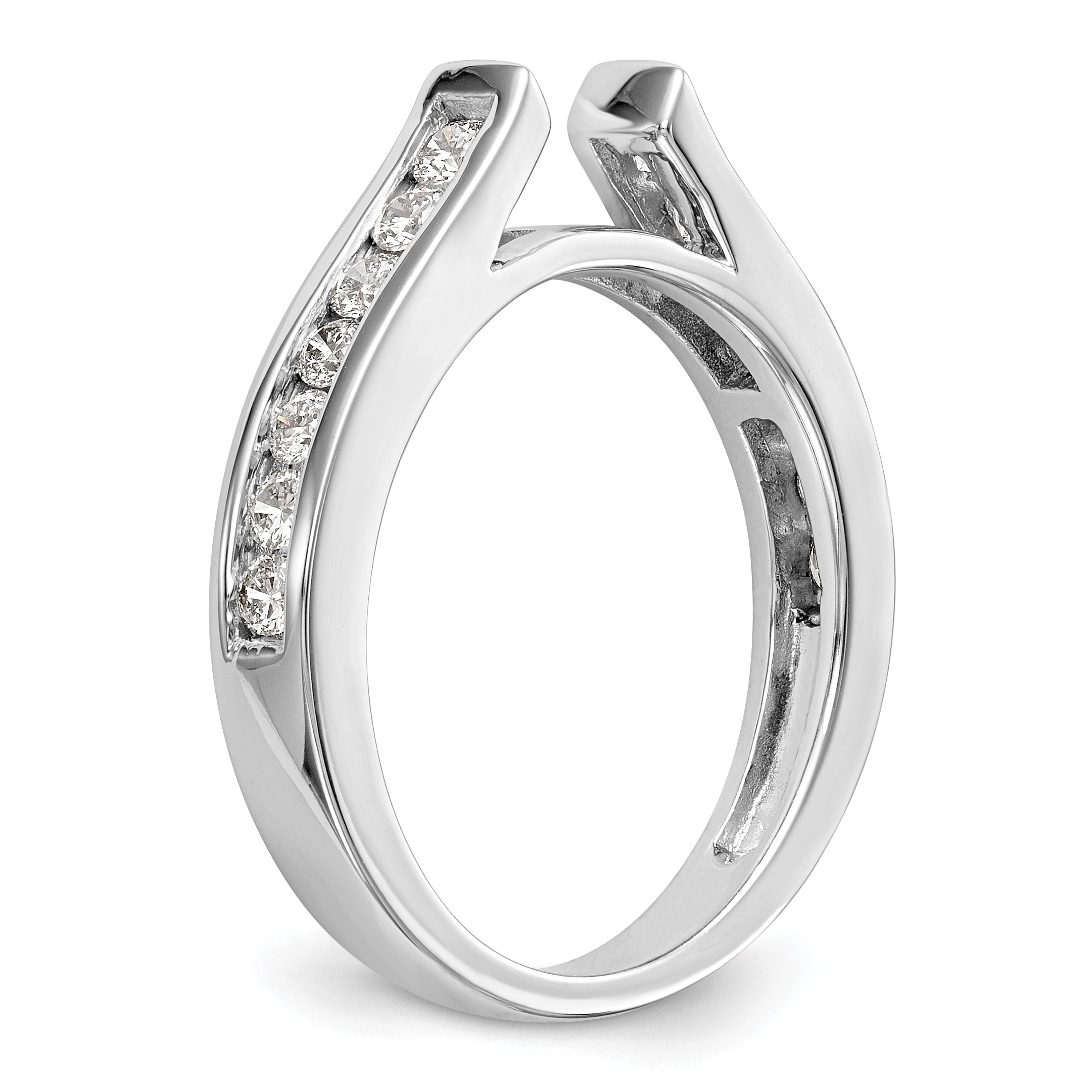 0.50ct. CZ Solid Real 14K White Gold Peg Set Engagement Ring