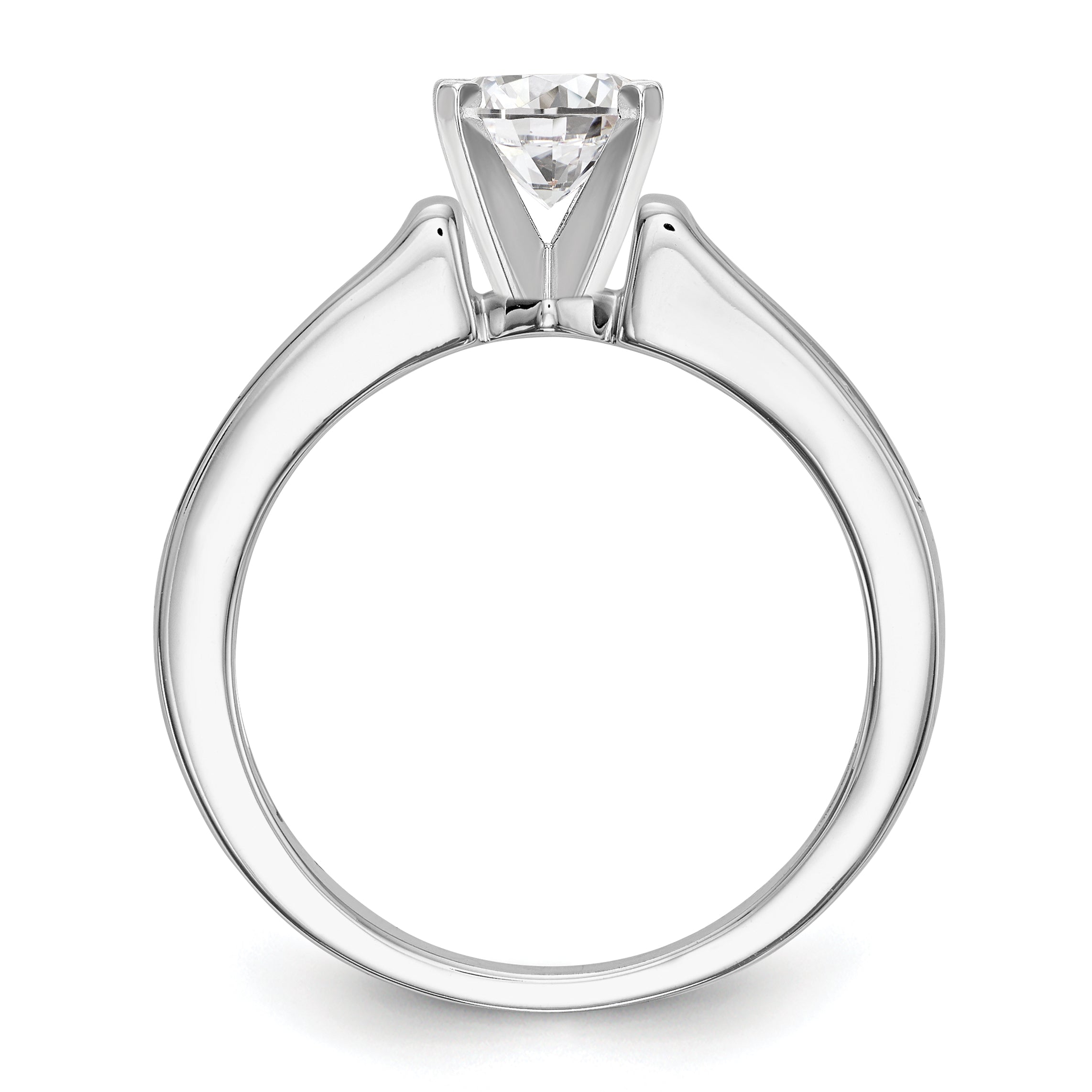 0.10ct. CZ Solid Real 14K White Gold Peg Set Engagement Ring