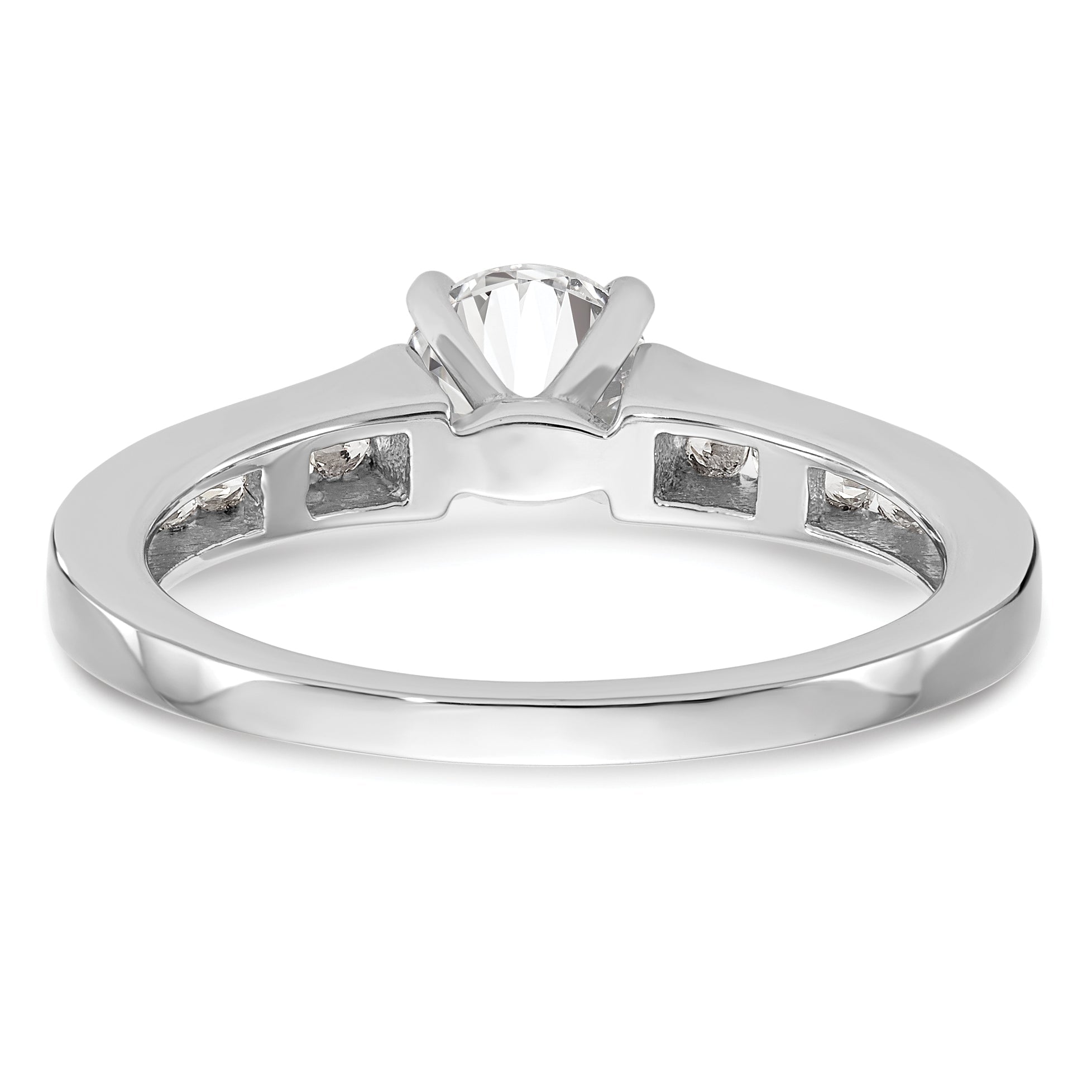 0.10ct. CZ Solid Real 14K White Gold Peg Set Engagement Ring