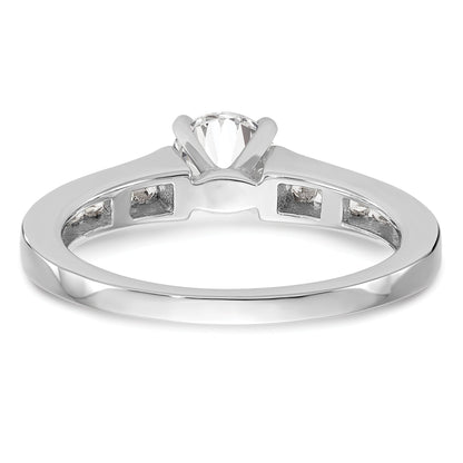 0.10ct. CZ Solid Real 14K White Gold Peg Set Engagement Ring