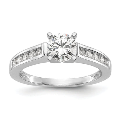 0.10ct. CZ Solid Real 14K White Gold Peg Set Engagement Ring