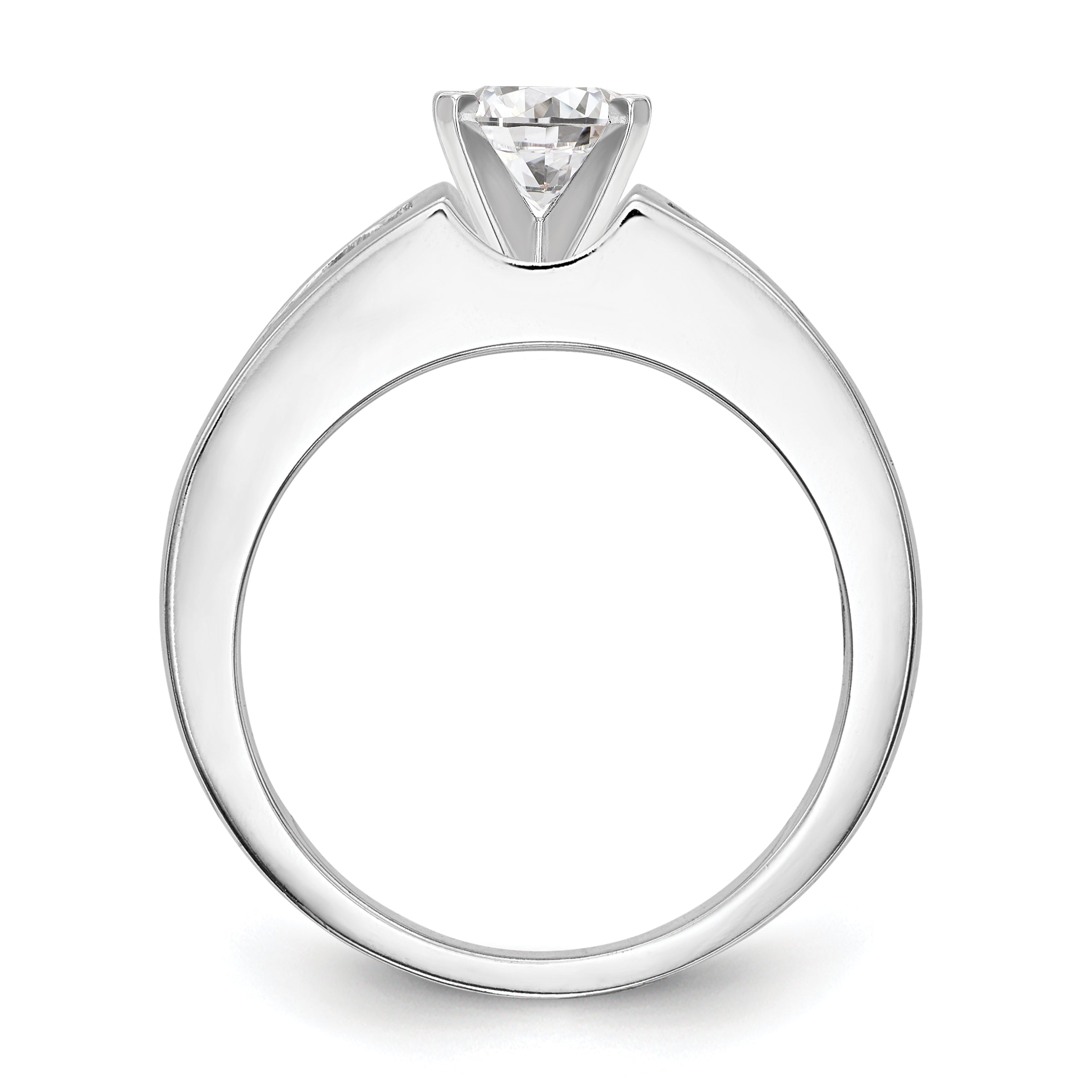 0.75ct. CZ Solid Real 14K White Gold Peg Set Engagement Ring