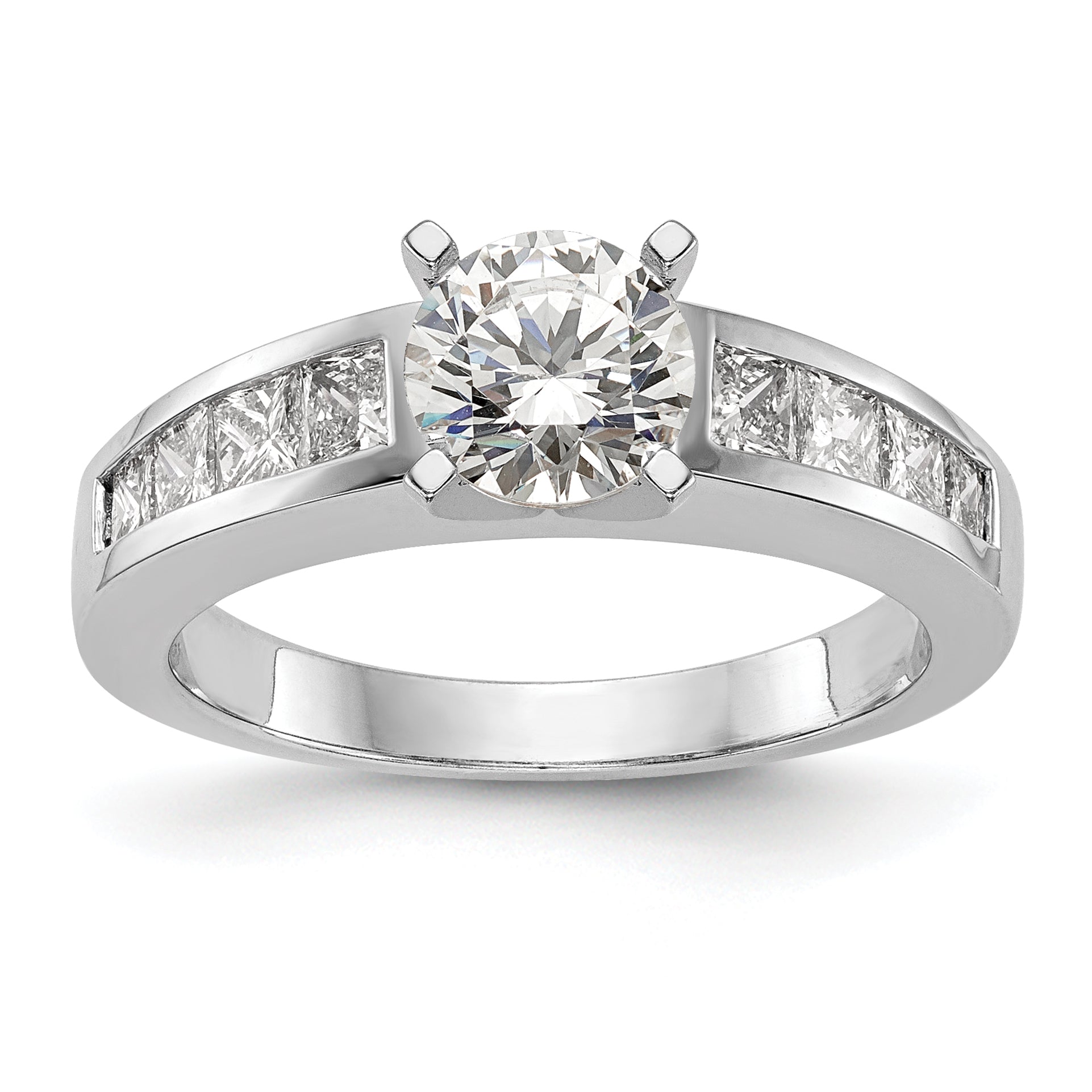 0.75ct. CZ Solid Real 14K White Gold Peg Set Engagement Ring
