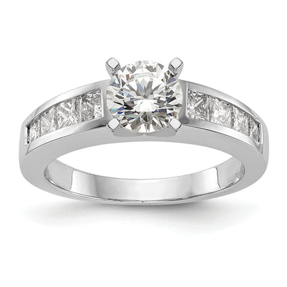 0.75ct. CZ Solid Real 14K White Gold Peg Set Engagement Ring