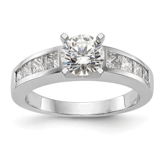0.75ct. CZ Solid Real 14K White Gold Peg Set Engagement Ring