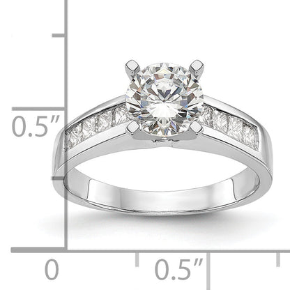 0.40ct. CZ Solid Real 14K White Gold Peg Set Engagement Ring