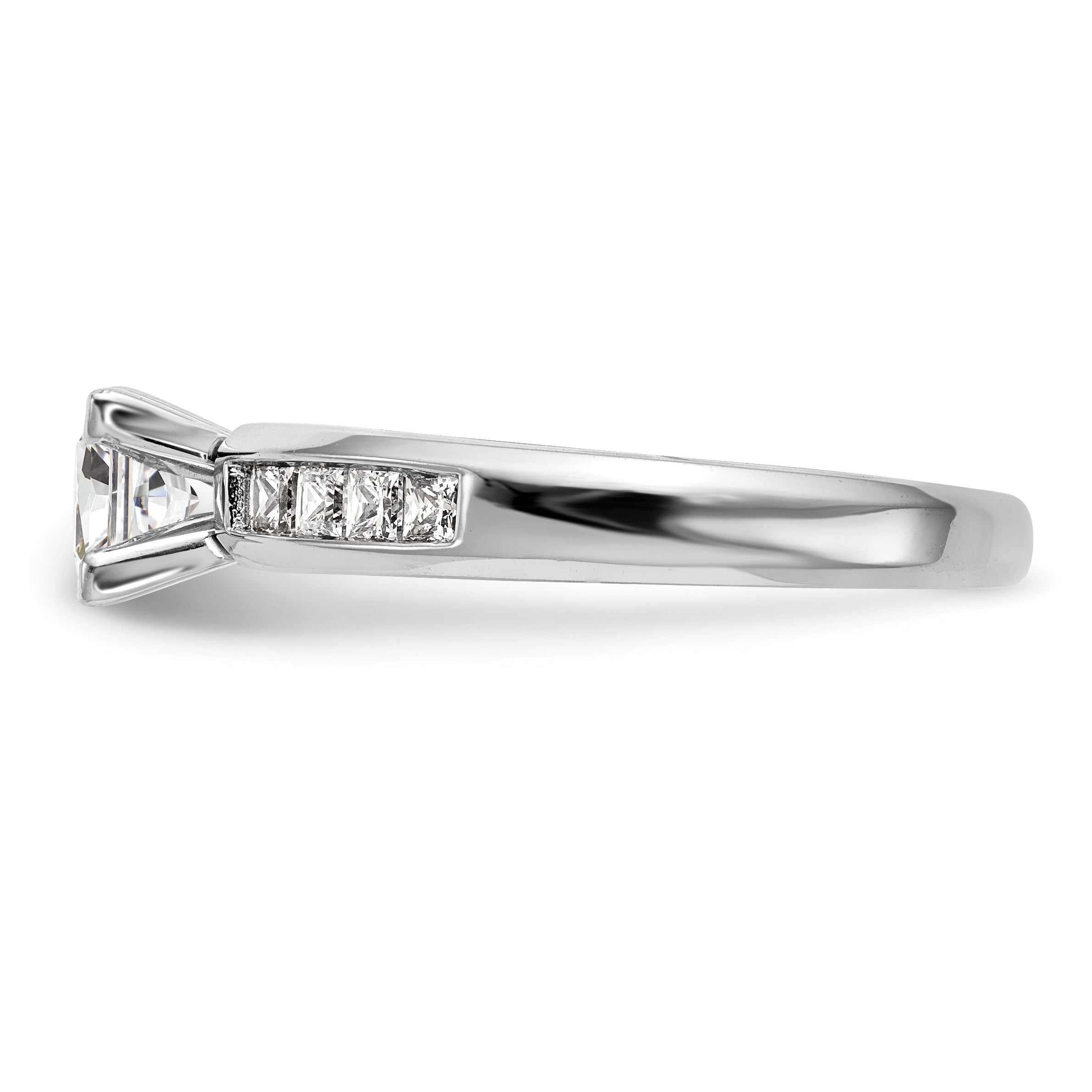 0.50ct. CZ Solid Real 14K White Gold Peg Set Princess Cut Engagement Ring