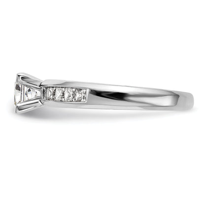 0.50ct. CZ Solid Real 14K White Gold Peg Set Princess Cut Engagement Ring