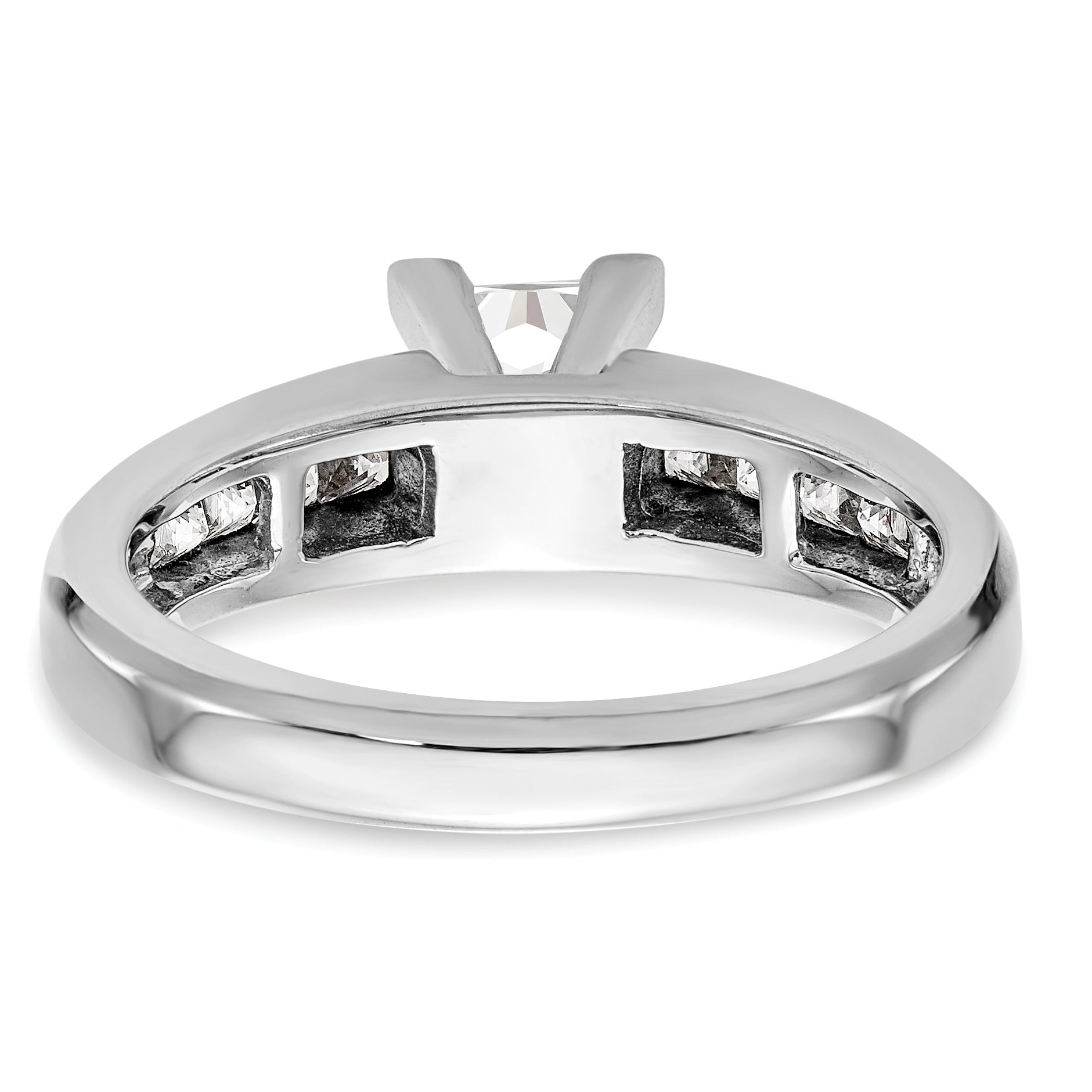0.50ct. CZ Solid Real 14K White Gold Peg Set Princess Cut Engagement Ring