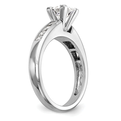 0.50ct. CZ Solid Real 14K White Gold Peg Set Princess Cut Engagement Ring