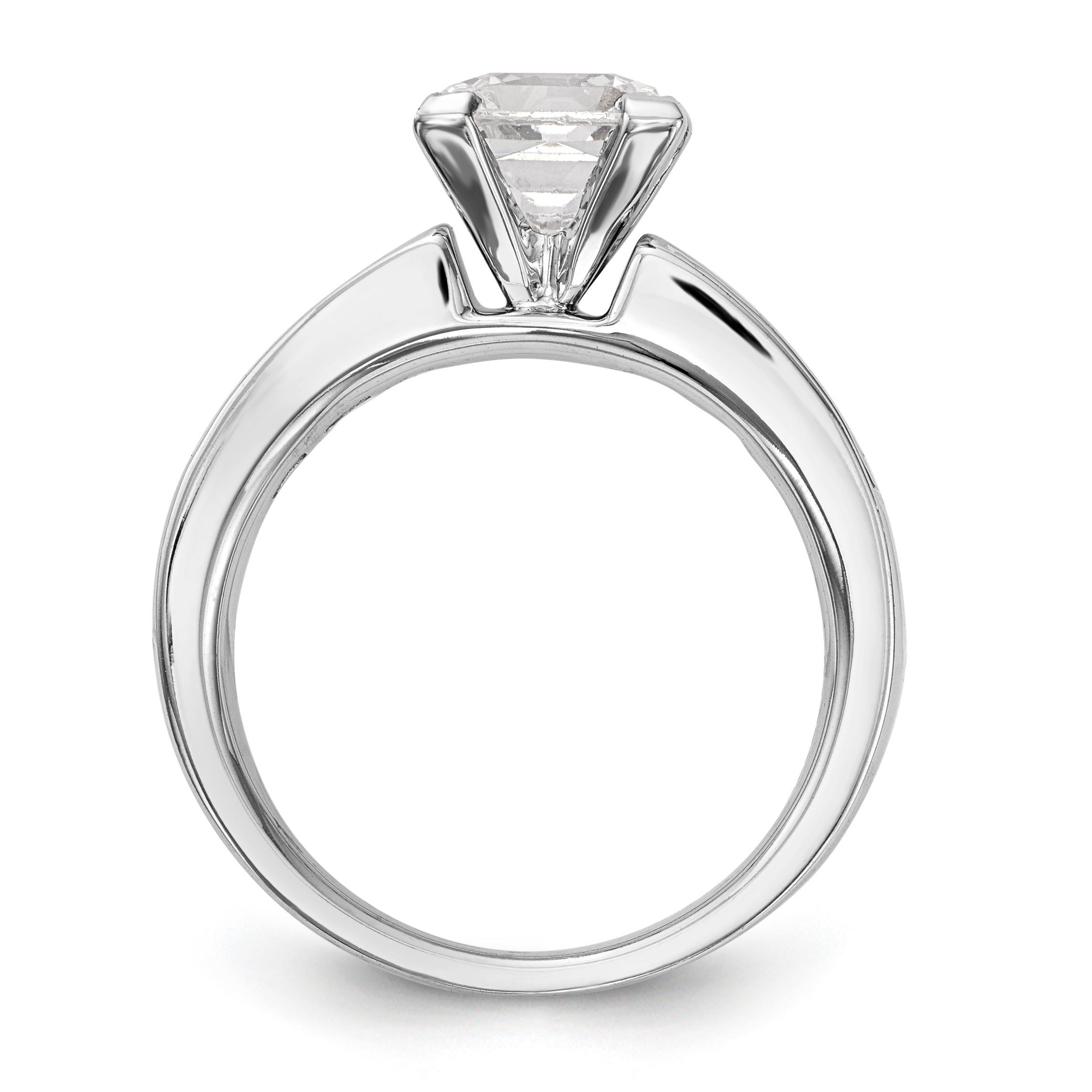 1.00ct. CZ Solid Real 14K White Gold Peg Set Engagement Ring