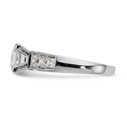 1.00ct. CZ Solid Real 14K White Gold Peg Set Engagement Ring