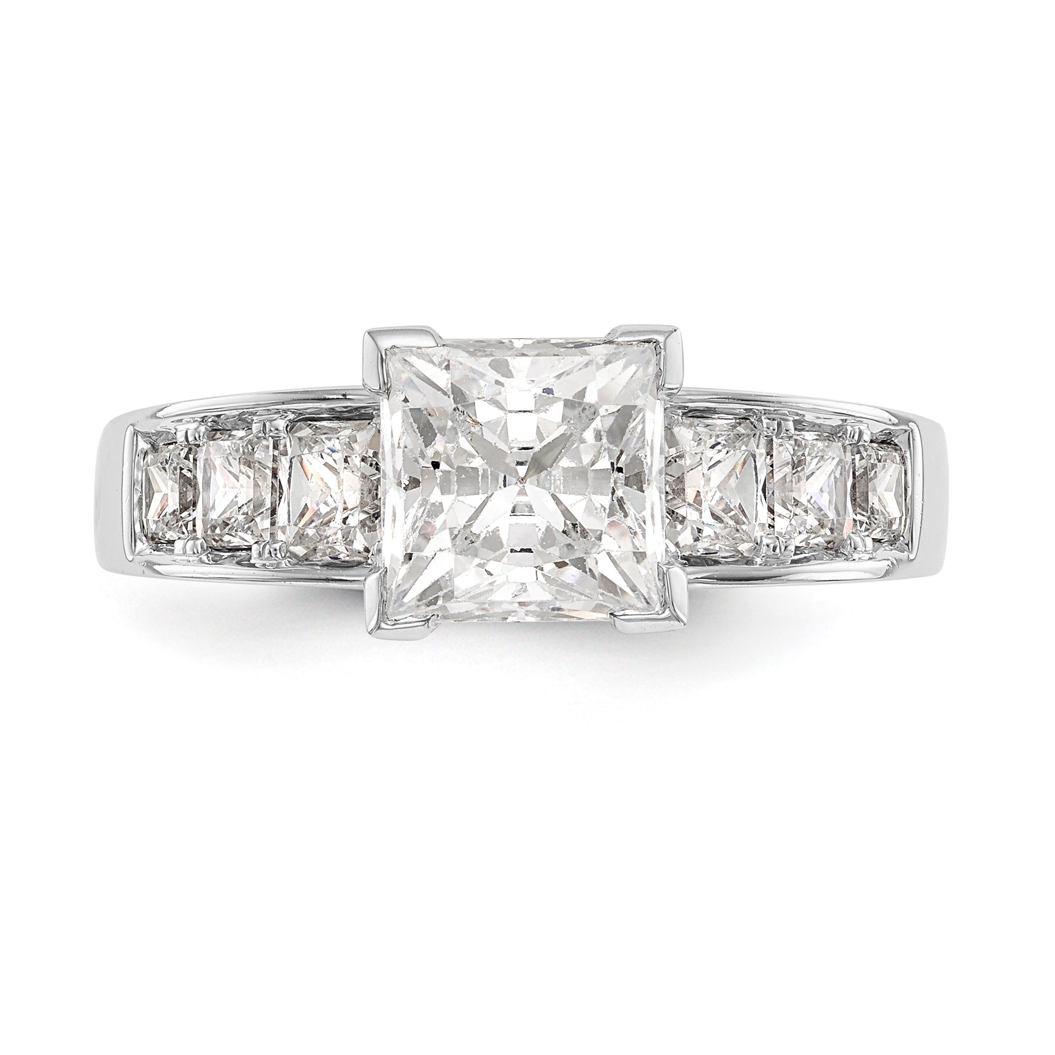 1.00ct. CZ Solid Real 14K White Gold Peg Set Engagement Ring