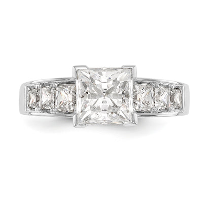 1.00ct. CZ Solid Real 14K White Gold Peg Set Engagement Ring