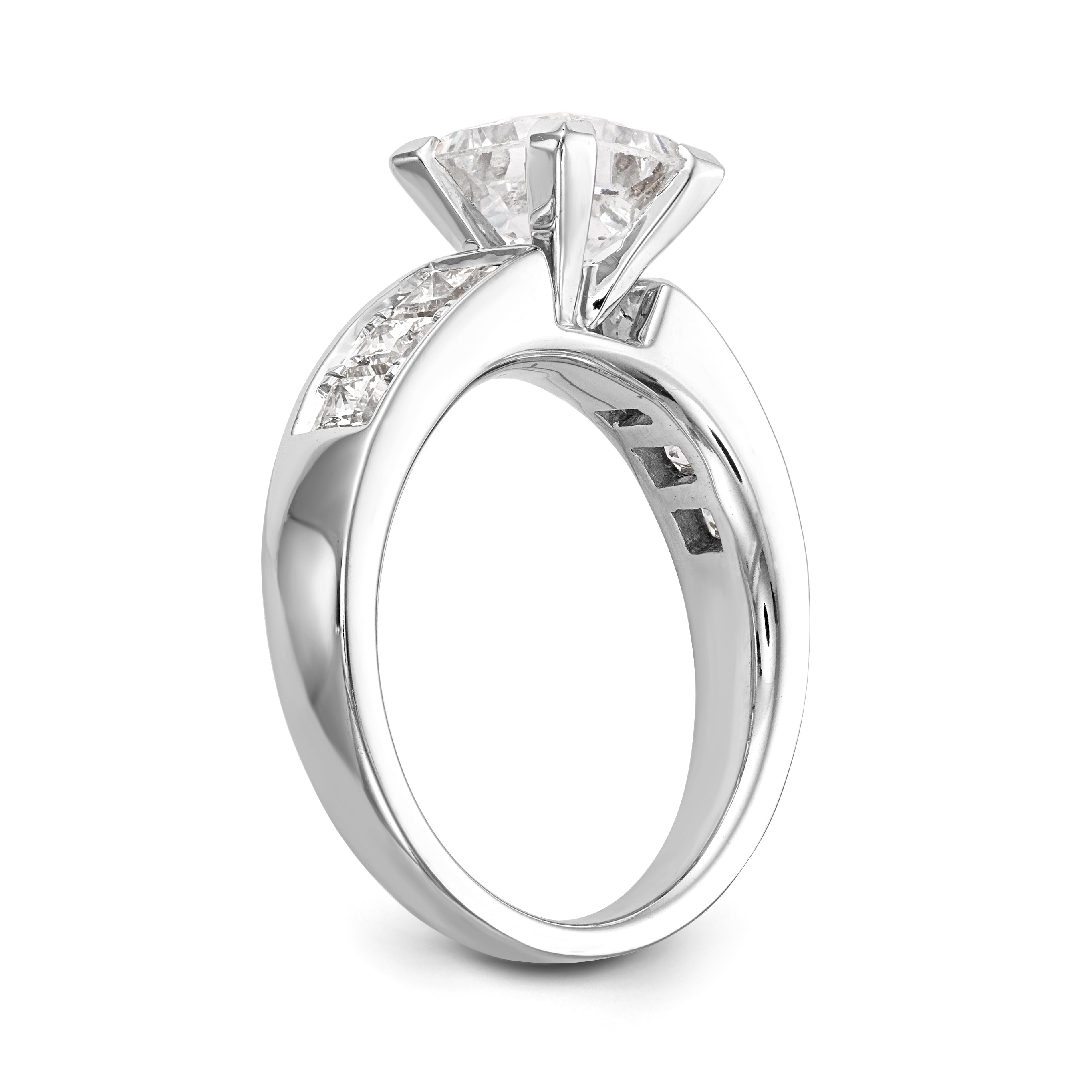 1.00ct. CZ Solid Real 14K White Gold Peg Set Engagement Ring