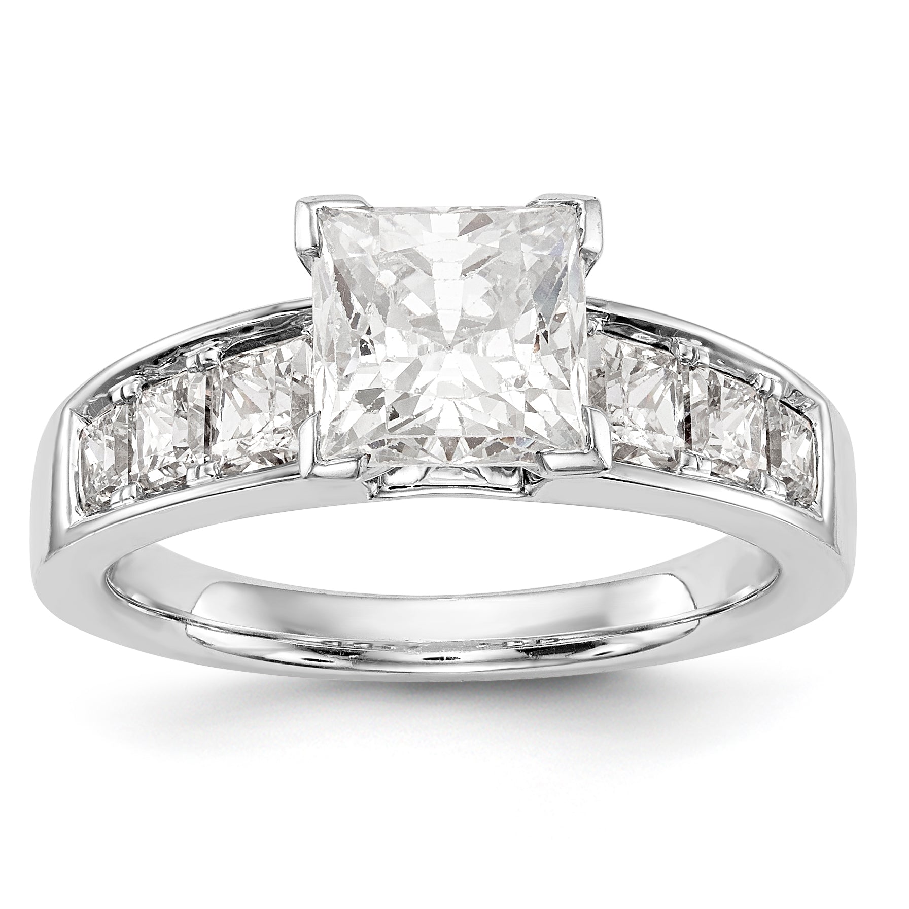 1.00ct. CZ Solid Real 14K White Gold Peg Set Engagement Ring