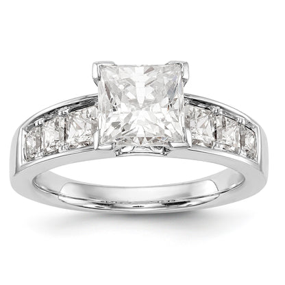 1.00ct. CZ Solid Real 14K White Gold Peg Set Engagement Ring