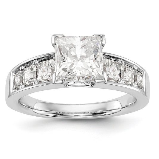 1.00ct. CZ Solid Real 14K White Gold Peg Set Engagement Ring