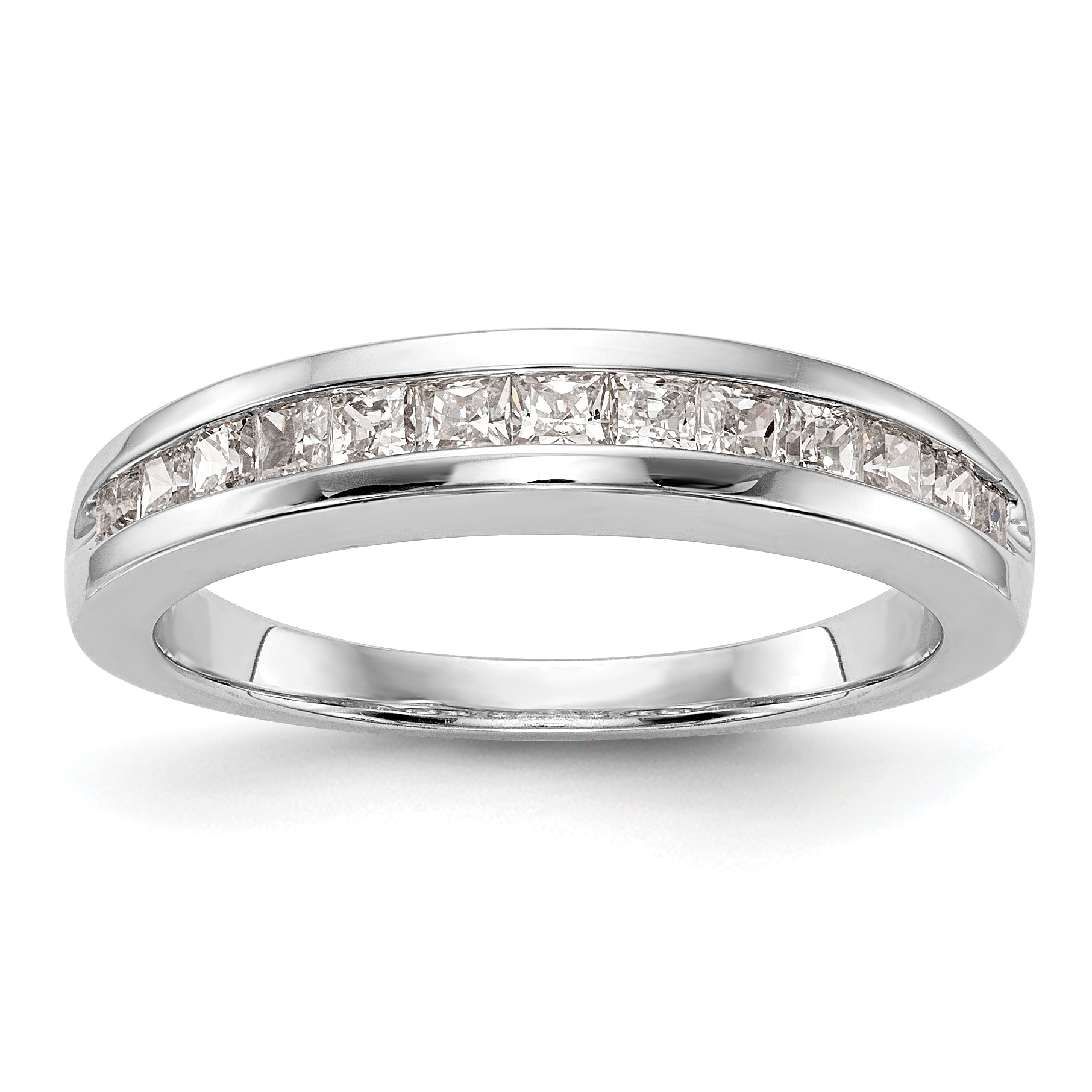 0.65ct. CZ Solid Real 14k White Gold Wedding Wedding Band Ring