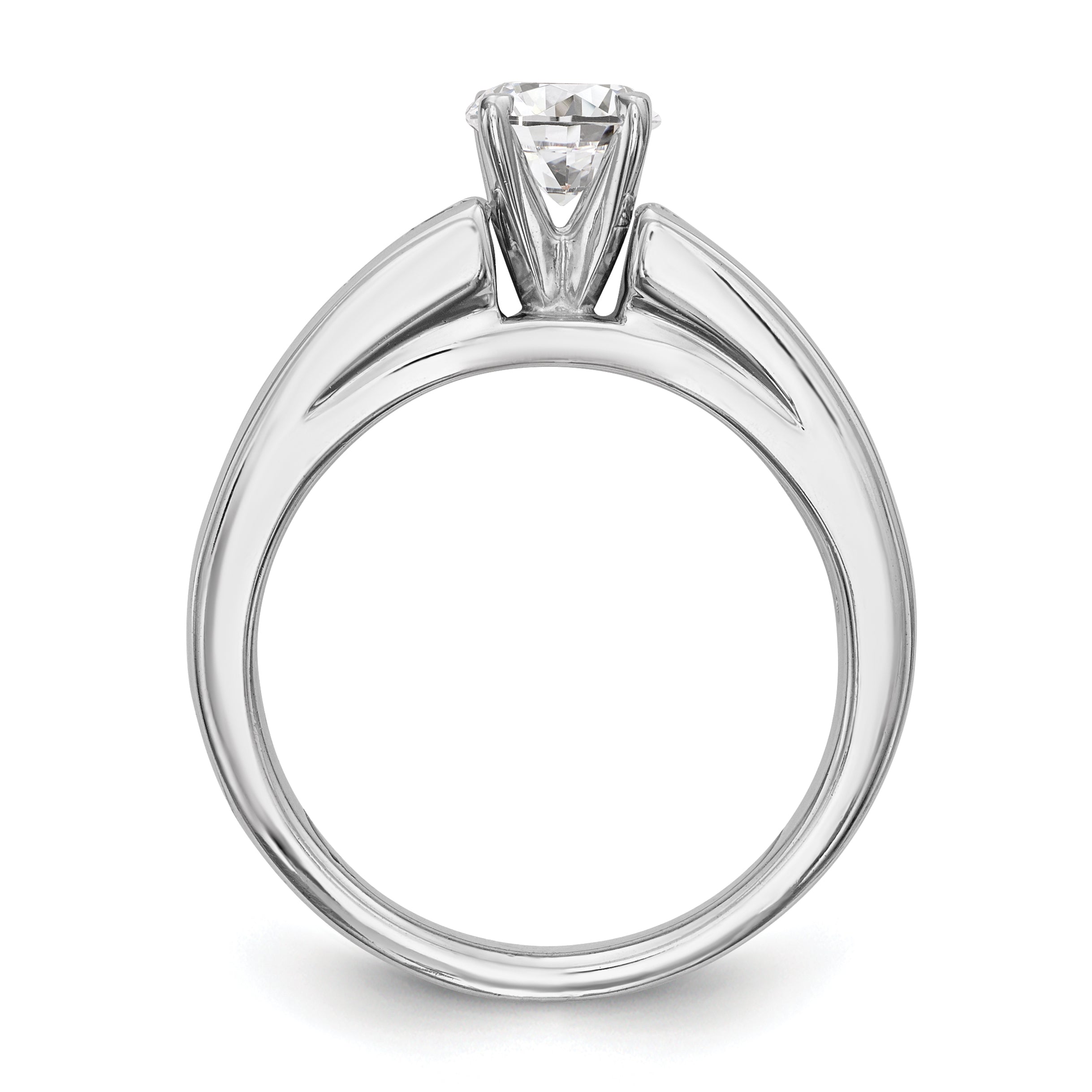 1.00ct. CZ Solid Real 14K White Gold Peg Set Engagement Ring