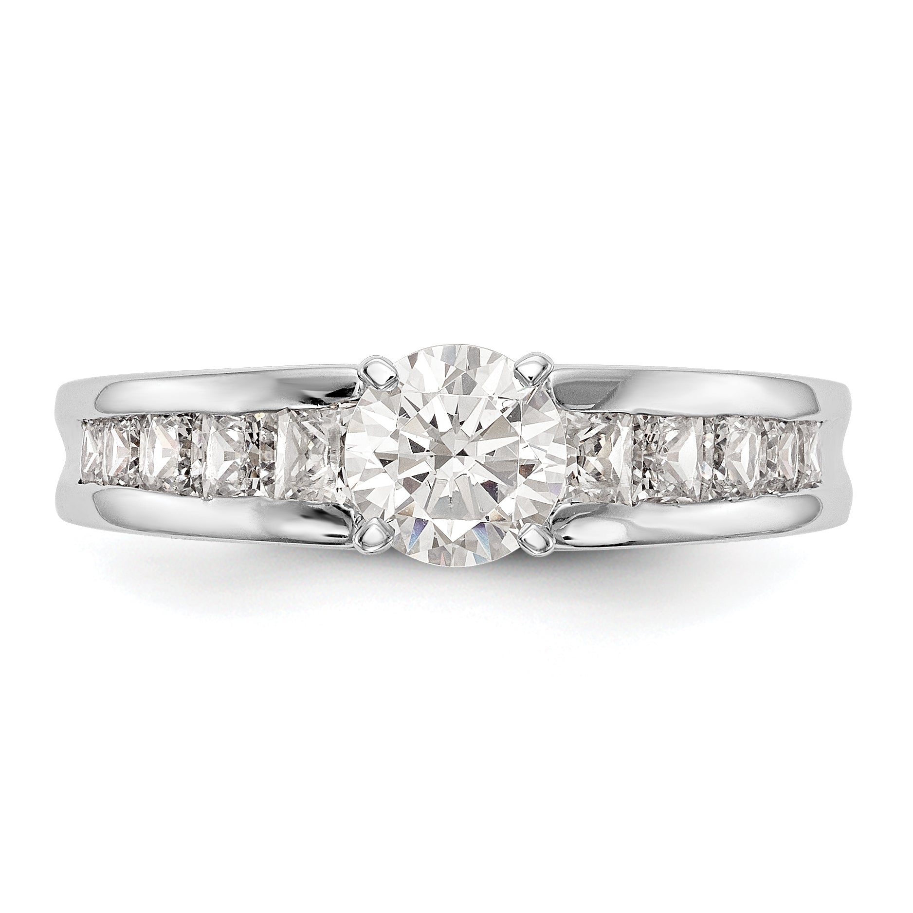 1.00ct. CZ Solid Real 14K White Gold Peg Set Engagement Ring