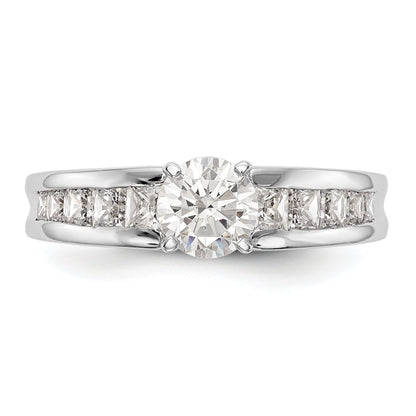 1.00ct. CZ Solid Real 14K White Gold Peg Set Engagement Ring