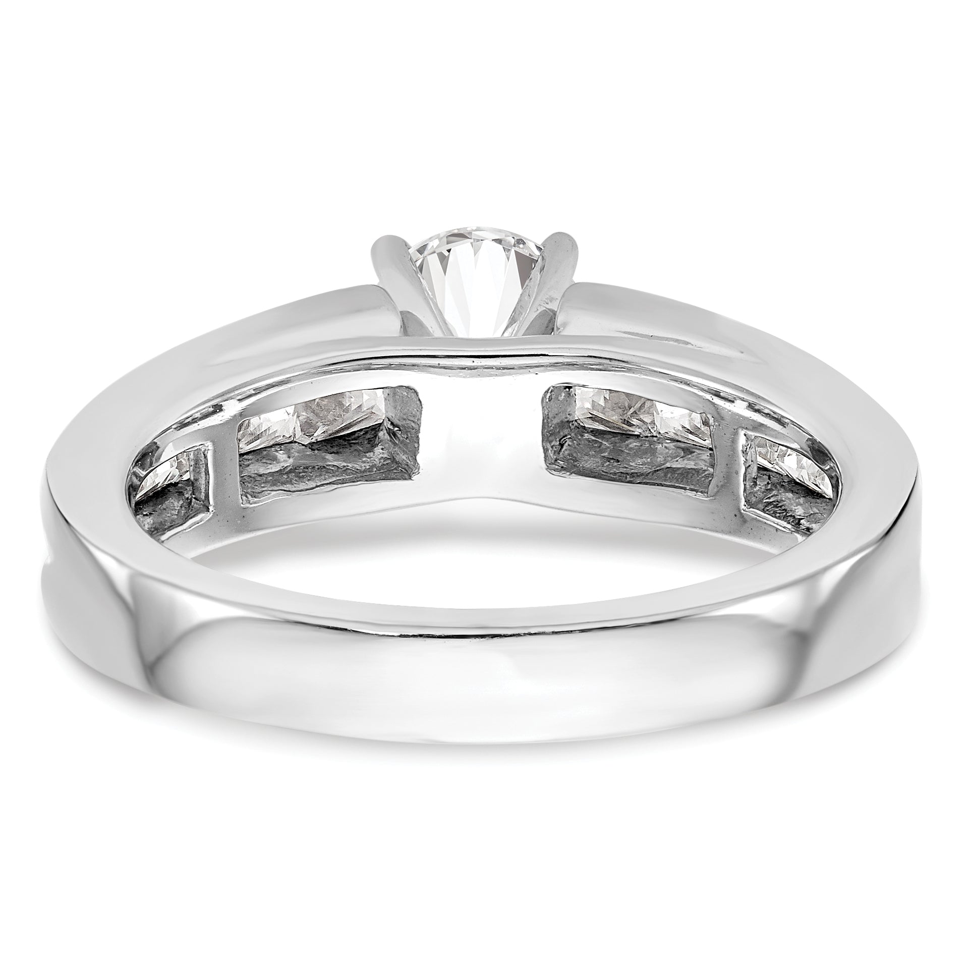 1.00ct. CZ Solid Real 14K White Gold Peg Set Engagement Ring