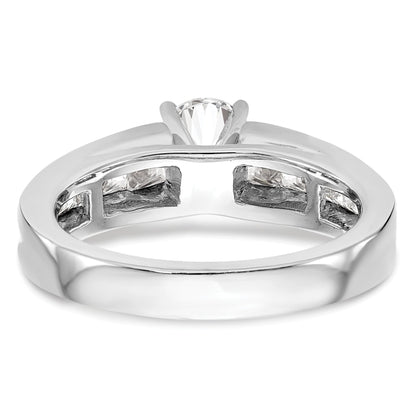1.00ct. CZ Solid Real 14K White Gold Peg Set Engagement Ring