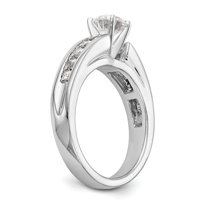 1.00ct. CZ Solid Real 14K White Gold Peg Set Engagement Ring