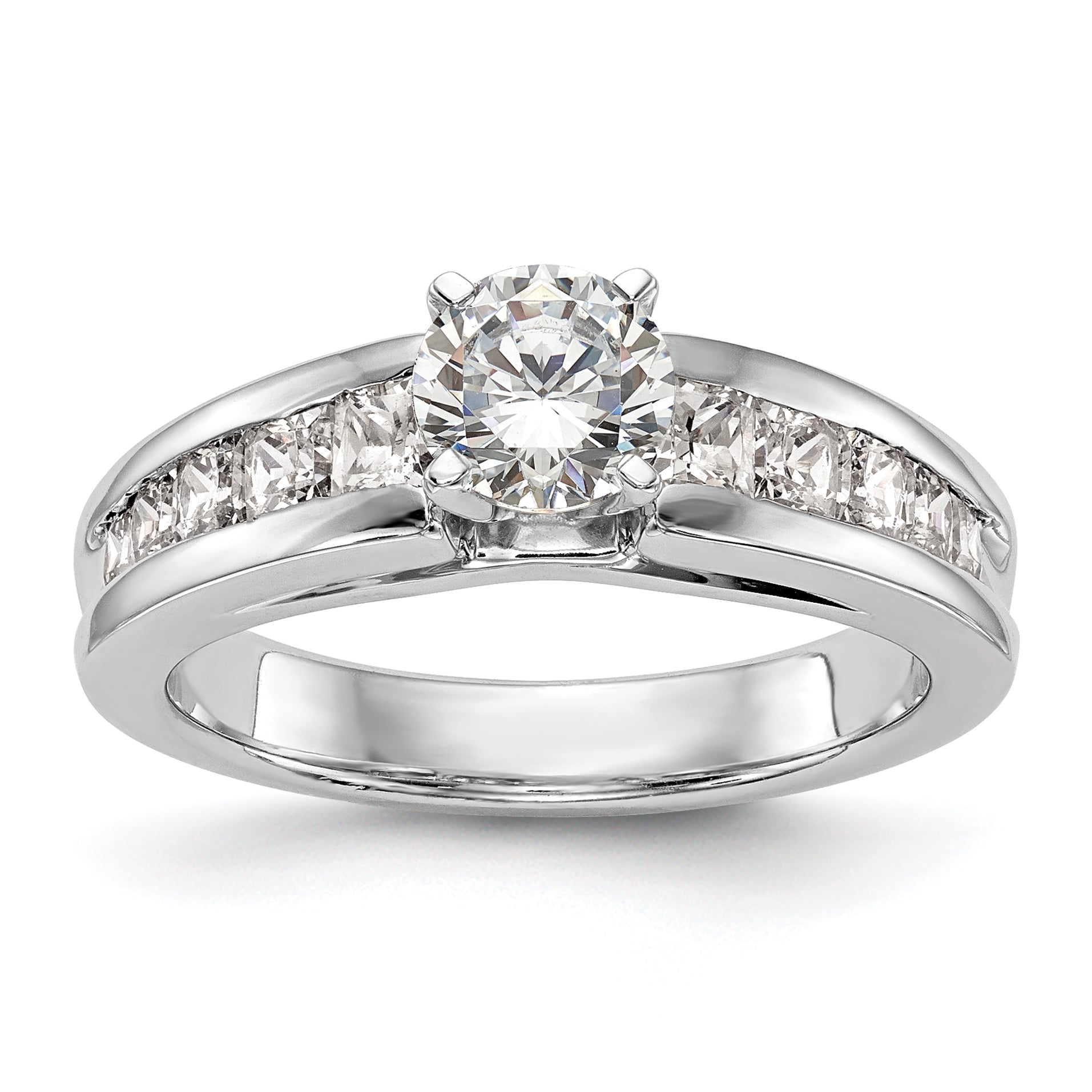 1.00ct. CZ Solid Real 14K White Gold Peg Set Engagement Ring