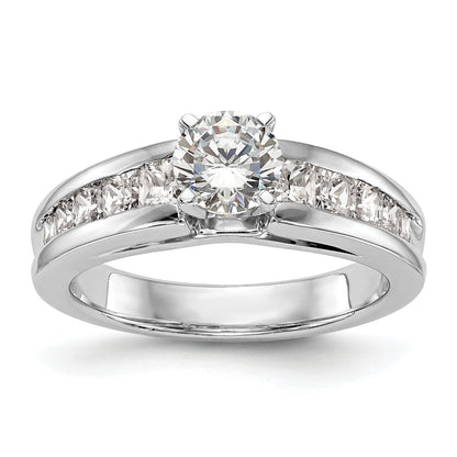 1.00ct. CZ Solid Real 14K White Gold Peg Set Engagement Ring