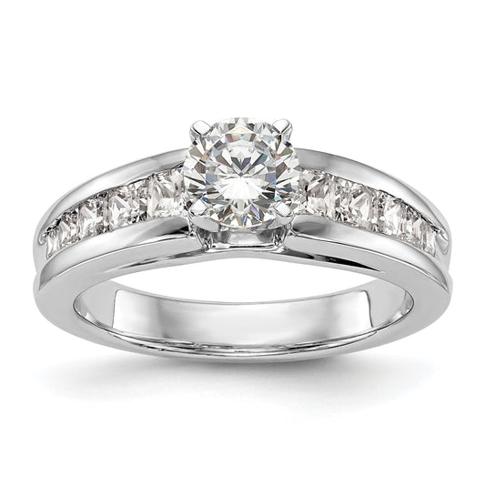1.00ct. CZ Solid Real 14K White Gold Peg Set Engagement Ring