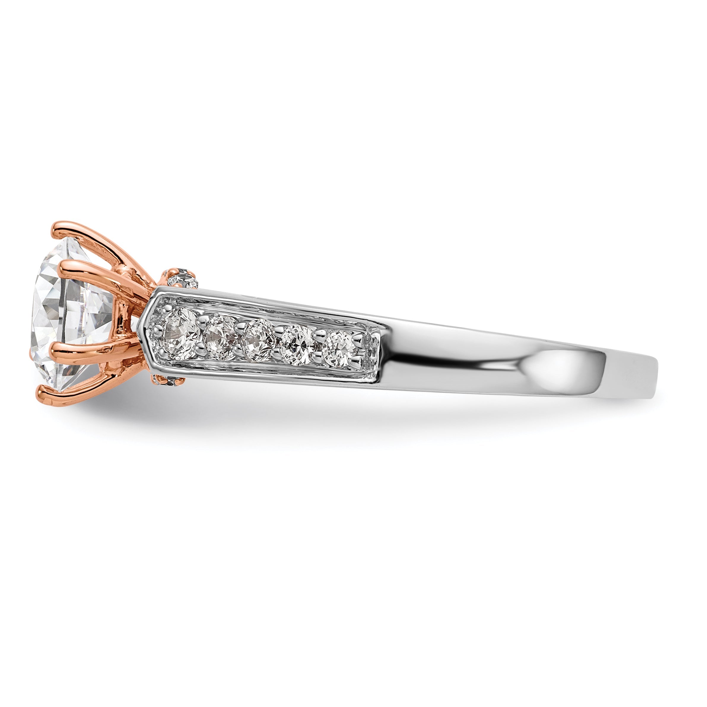 1.00ct. CZ Solid Real 14K White Gold u0026 Rose Engagement Ring