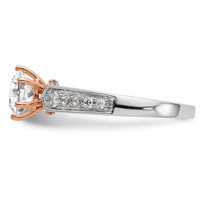1.00ct. CZ Solid Real 14K White Gold u0026 Rose Engagement Ring