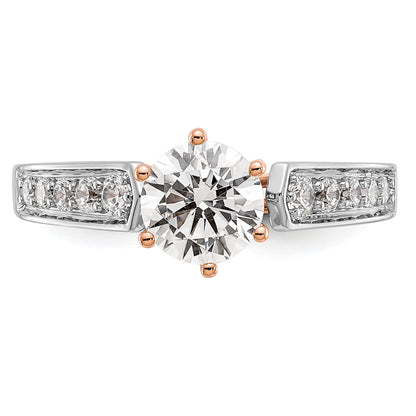 1.00ct. CZ Solid Real 14K White Gold u0026 Rose Engagement Ring